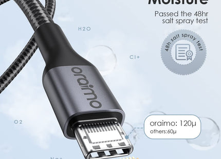 Cable USB-C a USB-C Oraimo OCD-173CC | 5A | 3 m | Carga Rápida