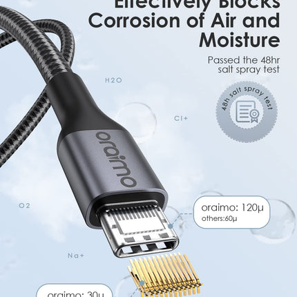 Cable USB-C a USB-C Oraimo OCD-173CC | 5A | 3 m | Carga Rápida