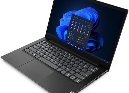 Lenovo V14 G4 IRU cerrada vista superior mostrando logo Lenovo y diseño elegante