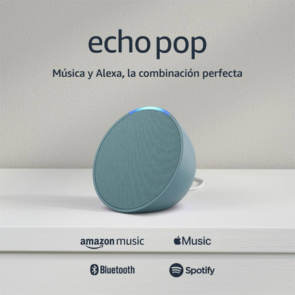 Amazon Echo Pop (1ra Gen) | Asistente Alexa | Wi-Fi | Bluetooth | Sonido Compacto | Turquesa