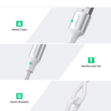 Cable UGREEN US288 USB-A 2.0 a USB-C | 1 Metro |Blanco