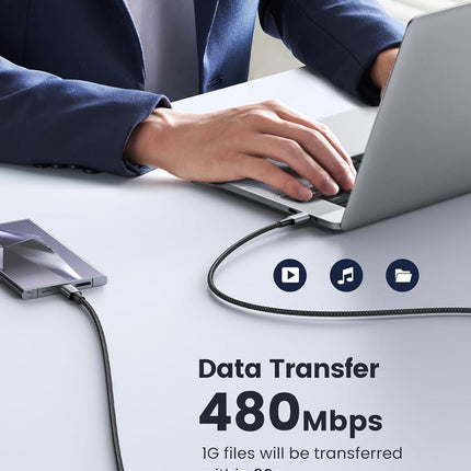 Cable UGREEN US261 USB-C a USB-C | 2 Metros | Gris/Negro