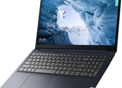 Vista trasera de Laptop Lenovo IdeaPad 1 82VG00WXUS cerrada color azul