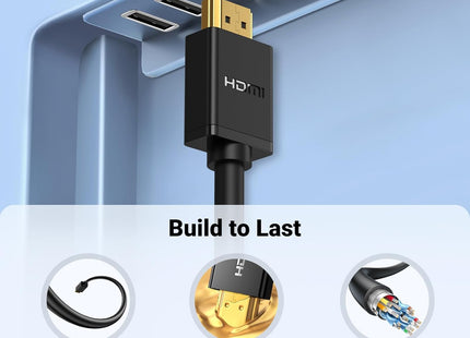 Cable HDMI UGREEN HD107 conectado entre dispositivos mostrando funcionalidad