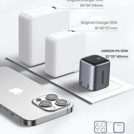 Cargador UGREEN CD319 GaN | 30W | Carga Rápida |Gris