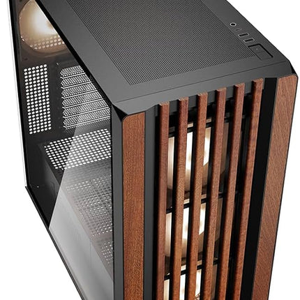 Case Sharkoon Rebel C70M RGB | Mid-Tower ATX | Frente de Madera | 4 Ventiladores RGB PWM | Negro
