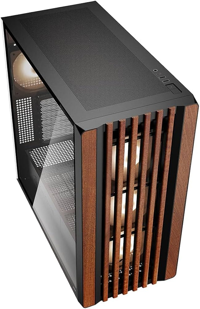 Case Sharkoon Rebel C70M RGB | Mid-Tower ATX | Frente de Madera | 4 Ventiladores RGB PWM | Negro