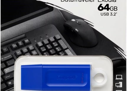 Memoria USB Kingston DataTraveler Exodia | 64GB | USB 3.2 Gen 1 | Azul | KC-U2G64-7GB