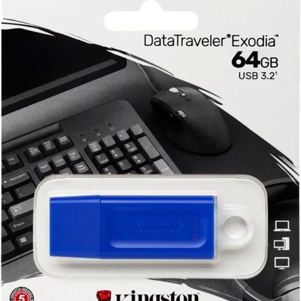 Memoria USB Kingston DataTraveler Exodia | 64GB | USB 3.2 Gen 1 | Azul | KC-U2G64-7GB