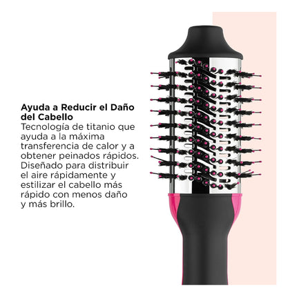 Cepillo Secador Revlon One Step Volumizer Titanium Rosado | Para dar volumen y brillo con tecnología de titanio