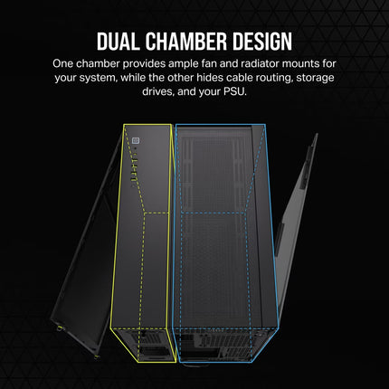Case Gaming Corsair 6500D Airflow | Media Torre | Doble Cámara | Vidrio Templado | ATX | Black