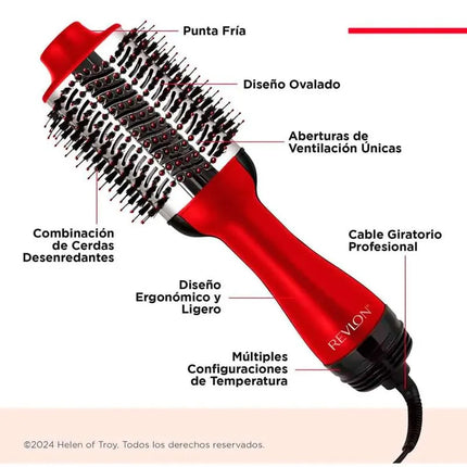 Cepillo Secador Revlon One-Step Volumizer Titanium Rojo | Para dar volumen y brillo con tecnología avanzada