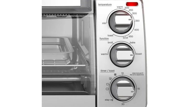 Horno Tostador Black+Decker TO1745SSG‑LA | 30 L / 4 Rebanadas | 1150 W | Convección Natural | 4 Funciones | Acero Inoxidable