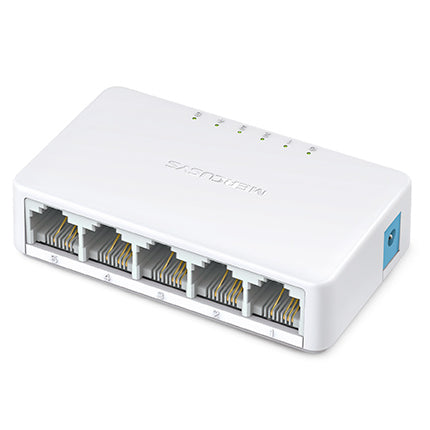 Switch Mercusys MS105 | 5 Puertos | 10/100Mbps | Plug and Play | Compacto | Blanco