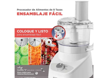 Procesador de Alimentos Black+Decker FP1337 | 8 Tazas | 450 W | 2 Velocidades + Pulso | Acero Inoxidable