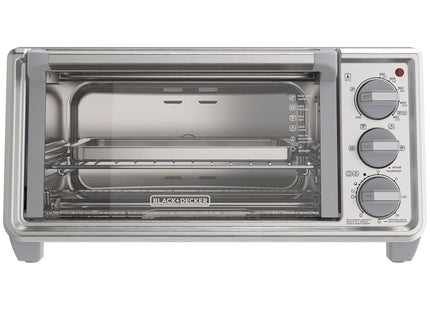 Horno Tostador Black+Decker TO4130‑1SDLA | 30 L (4 rebanadas) | 1150 W | 5 Funciones | Convección Natural Eventoast™ | Inox