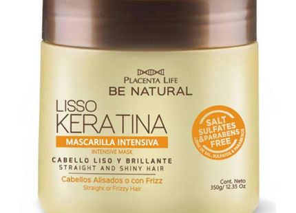 Mascarilla Liso Keratina 350 ml | Placenta Life | Alisa, repara y controla el frizz con keratina hidrolizada
