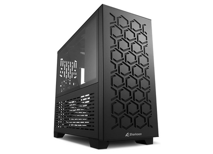 Case Sharkoon MS-Y1000 BK | mATX | Mid Tower | Panel Lateral Vidrio Templado | Diseño Compacto | Color Negro