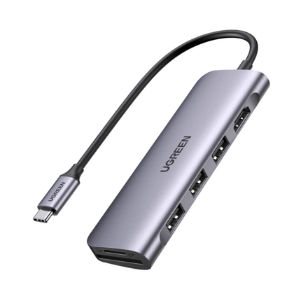 Hub UGREEN CM511 USB-C | 3 Puertos USB-A 3.0 | 1 Puerto HDMI | Lector de Tarjetas SD/TF