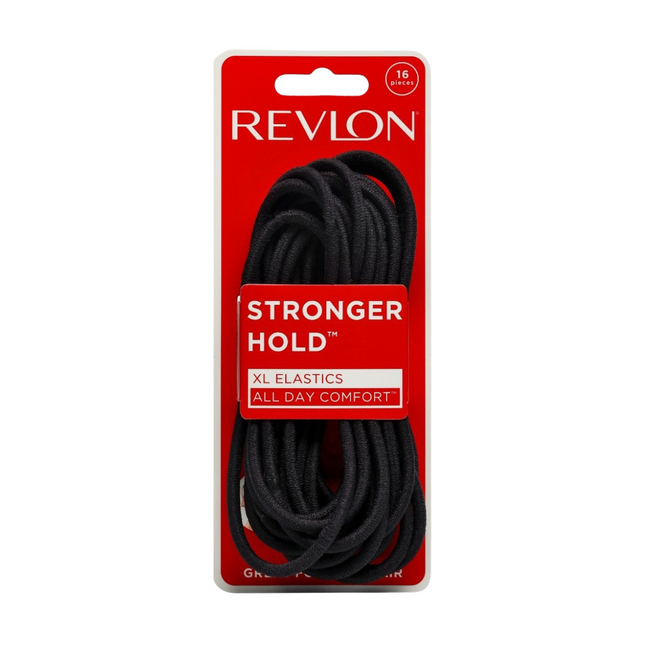 Colas Elásticas XL Negras Revlon 16un | Para sujetar el cabello con firmeza y sin maltratarlo