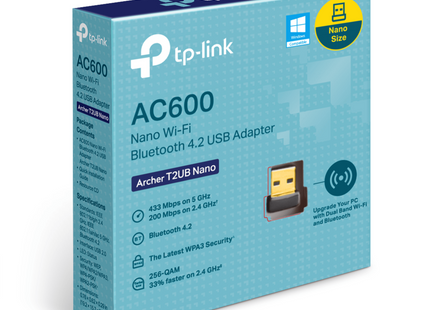 Adaptador USB AC600 TP-Link, Archer T2UB Nano