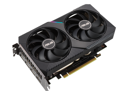 GPU ASUS RTX 3060 12GB vista lateral mostrando conectores de alimentación