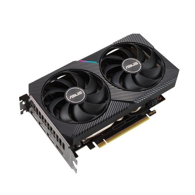 GPU ASUS RTX 3060 12GB vista lateral mostrando conectores de alimentación