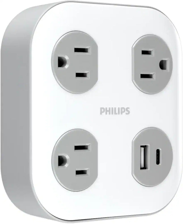 Philips Protector de Picos SPP3743GR-37 1350J 3 Tomas Blanco