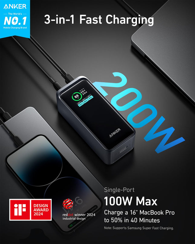 Anker Batería Portátil Prime 20000mAh 200W Negro, A1336