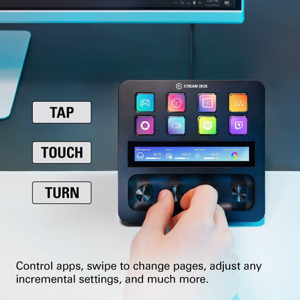 Teclado de Streaming Elgato Stream Deck+ | 8 Botones LCD | 4 Perillas Inteligentes | Pantalla Táctil | Control Total de Producción