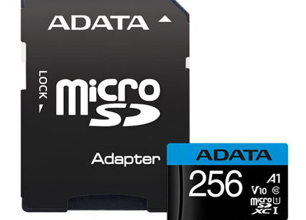 Memoria Micro SD ADATA | 256GB | Clase 10 | UHS-I U1 A1 | 100MB/s lectura | Con adaptador SD