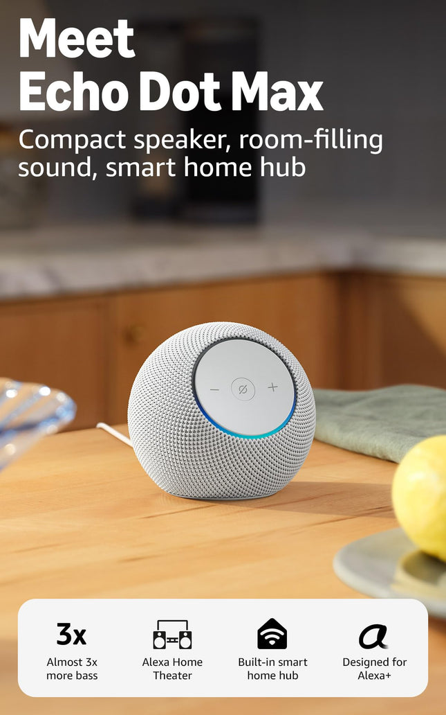 Amazon Bocina Inteligente con Alexa Blanco, Echo Dot Max