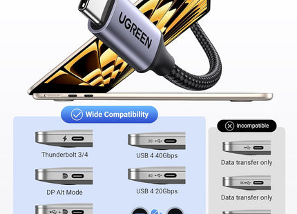 Cable UGREEN MM142 extendido mostrando longitud completa de 1.5 metros