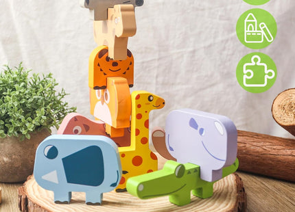 Bloques Apilables de Madera Loves Town - Animales Montessori (10 piezas)
