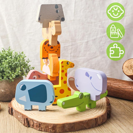 Bloques Apilables de Madera Loves Town - Animales Montessori (10 piezas)