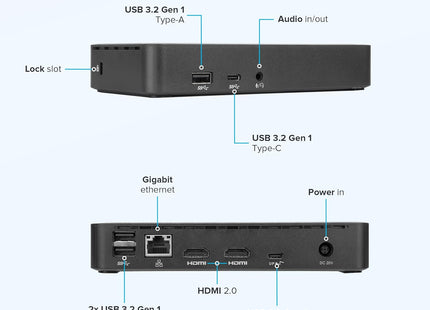 Targus DOCK310USZ Estación de Acoplamiento Universal USB-C DV4K con Doble HDMI 4K y Power Delivery de 65 W