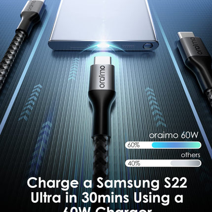 Cable USB-C a USB-C Oraimo OCD-173CC | 5A | 3 m | Carga Rápida
