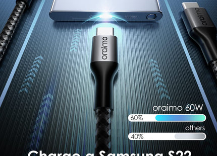 Cable USB-C a USB-C Oraimo RobustLine 60W | 1.5 m | Carga Rápida