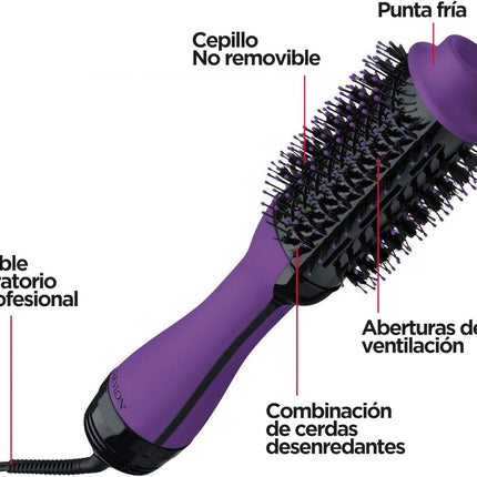 Cepillo Secador Revlon One Step Volumizer Morado | Para dar volumen y brillo en un solo paso