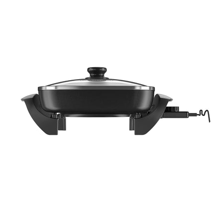 Sartén Eléctrica Black+Decker SK1212B | 12″ x 12″ | 1200 W | Antiadherente | Tapa Vidrio | Control Temperatura Extraíble