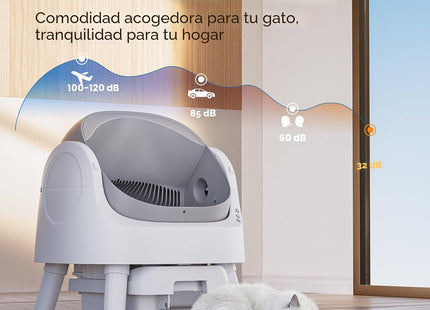 Arenero Automático Teweoa AS11 Autolimpiante Abierto de 32 dB para Gatos