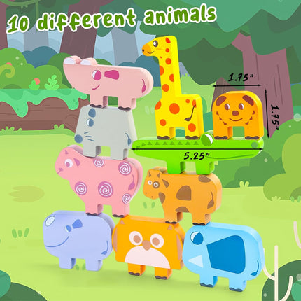 Bloques Apilables de Madera Loves Town - Animales Montessori (10 piezas)