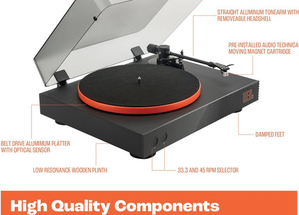 Tocadiscos JBL Spinner BT plato de aluminio fundido girando