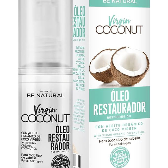 Aceite Reparador Coconut 50 ml | Placenta Life | Nutre intensamente, sella puntas y reduce el encrespado