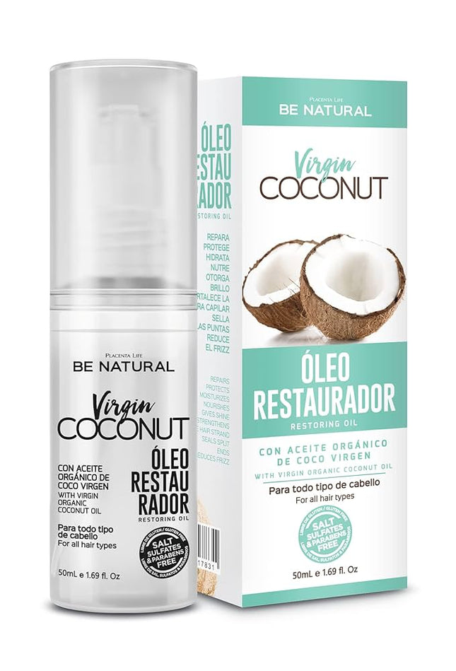 Aceite Reparador Coconut 50 ml | Placenta Life | Nutre intensamente, sella puntas y reduce el encrespado