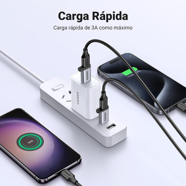 Conector USB-A macho del adaptador UGREEN US276 en detalle
