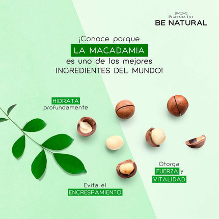 Acondicionador Hidratante Placent Life de Macadamia | 100ml | Nutre | suaviza y protege el cabello seco o maltratado