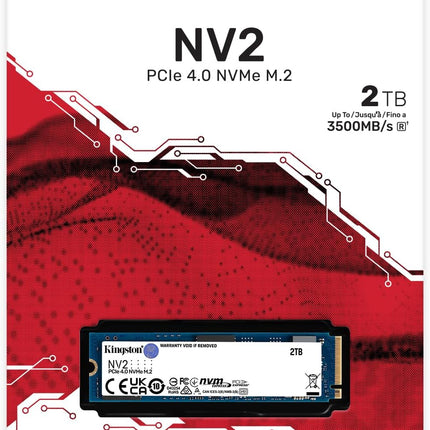 Disco Duro Interno Kingston NV2 SNV3S/2000G | 2TB | SSD | PCIe 4.0 NVMe | M.2 2280
