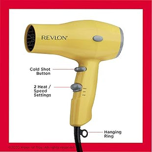 Secadora Style and Go 1875W Revlon Amarilla | Para secar tu cabello con potencia y estilo en cualquier lugar