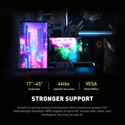 Soporte Doble para Monitor MSI MPG MT201D | Ajuste Ergonómico | Compatible con VESA | Negro